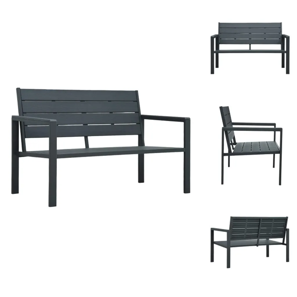 Banc de jardin 120 cm gris robuste pour terrasse et balcon en HDPE