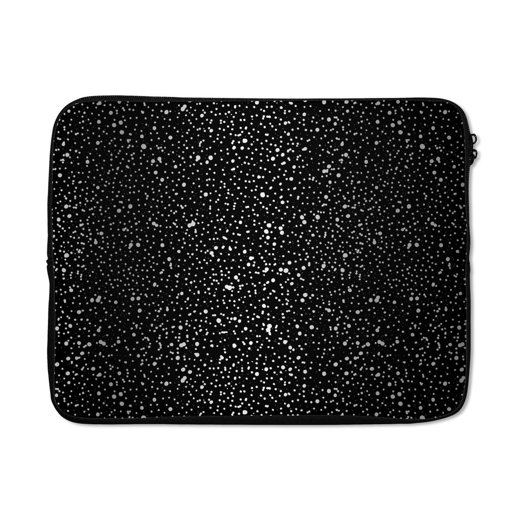 MuchoWow Laptop Hülle 17 Zoll Laptoptasche Schwarz - Weiß - Muster - Polka dots - Zipper - Schutzabdeckung