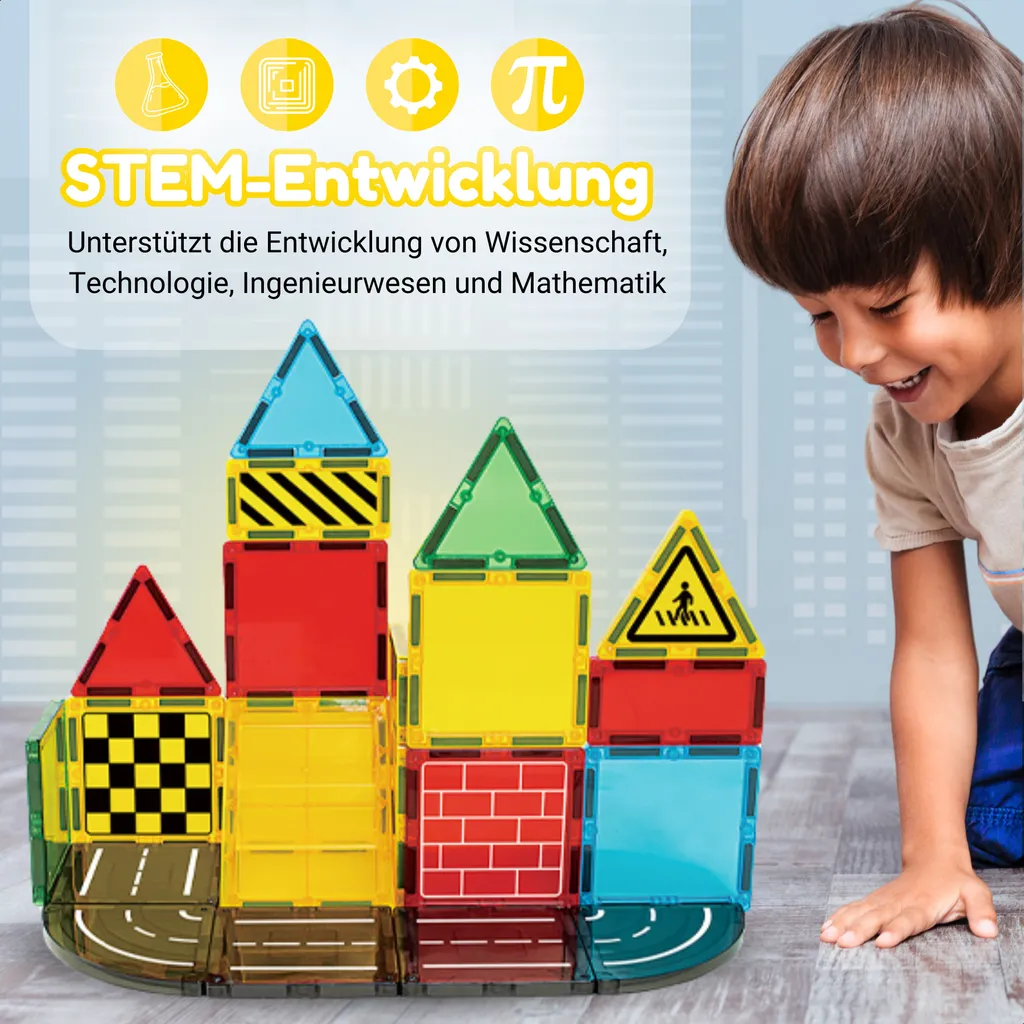 Dalles Magnétiques STEM 90 Pièces - Kit de Construction Ultra Robuste - 8