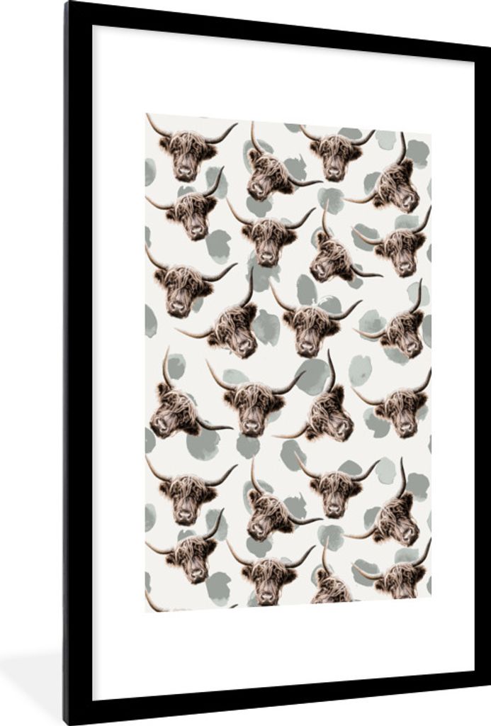 MuchoWow Gerahmtes Poster Schottische Highlander - Tiere - Kühe 60x90 cm - Poster mit Schwarzem Bilderrahmen Wandposter Rahmen Foto Bilder - Dek...