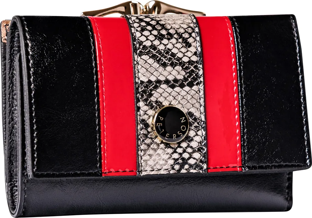 Portafoglio Elegante Peterson Donna in Pelle Nera e Portamonete - 10