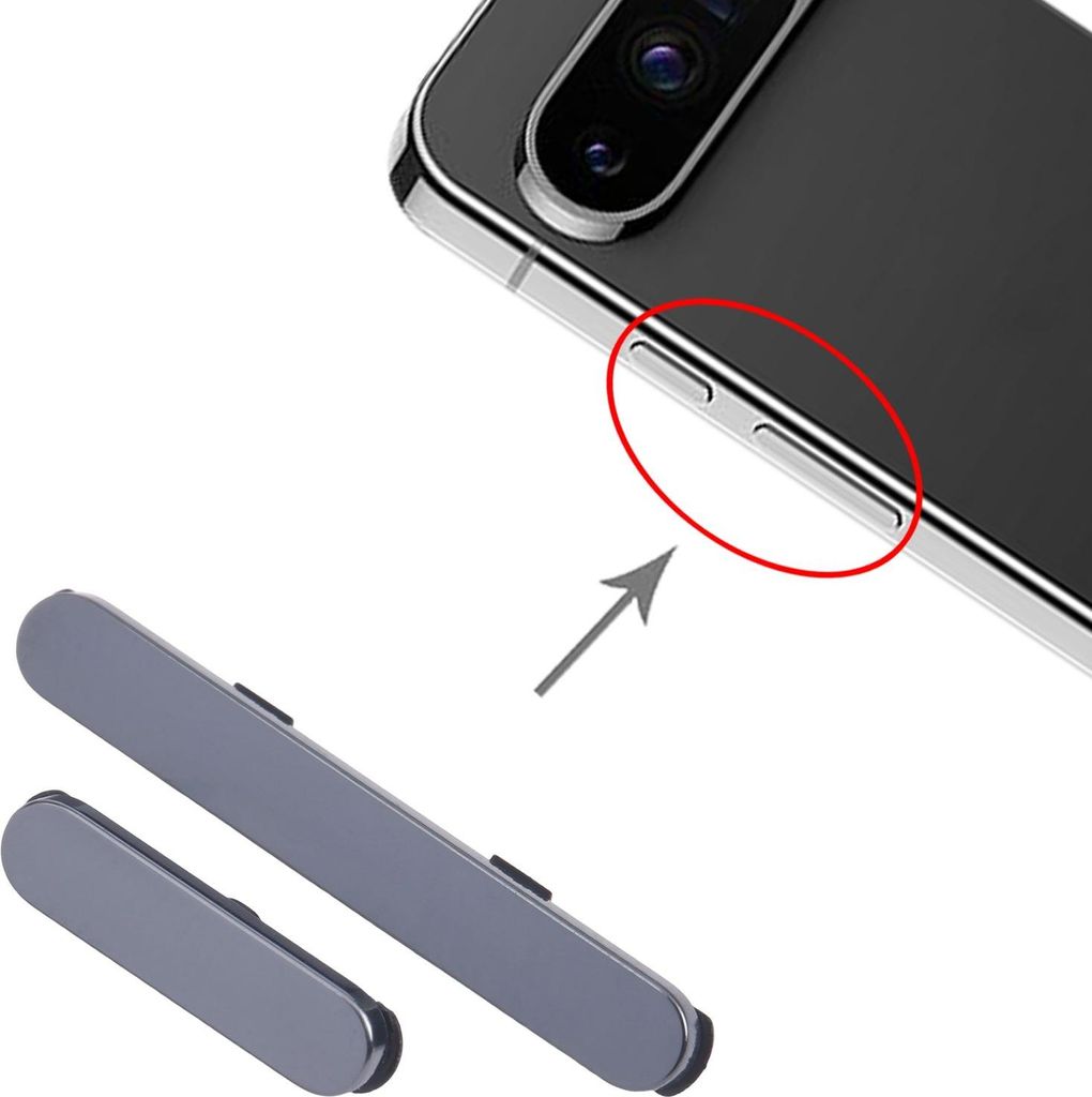 Für Google Pixel 9 Pro Power Button und Lautstärketasten Ersatzteil Schwarz