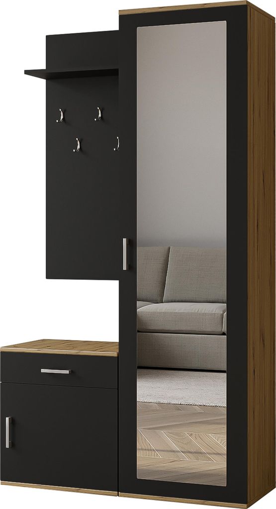 Masseno Garderobe-Set VENTO 100/180,5/35 cm Modern Garderobenschrank Eiche Artisan