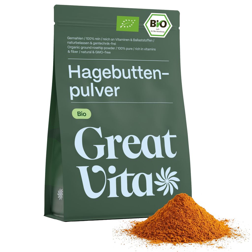 GreatVita proszek z dzikiej róży 1000g | drobno zmielony, Zdjęcie produktu 