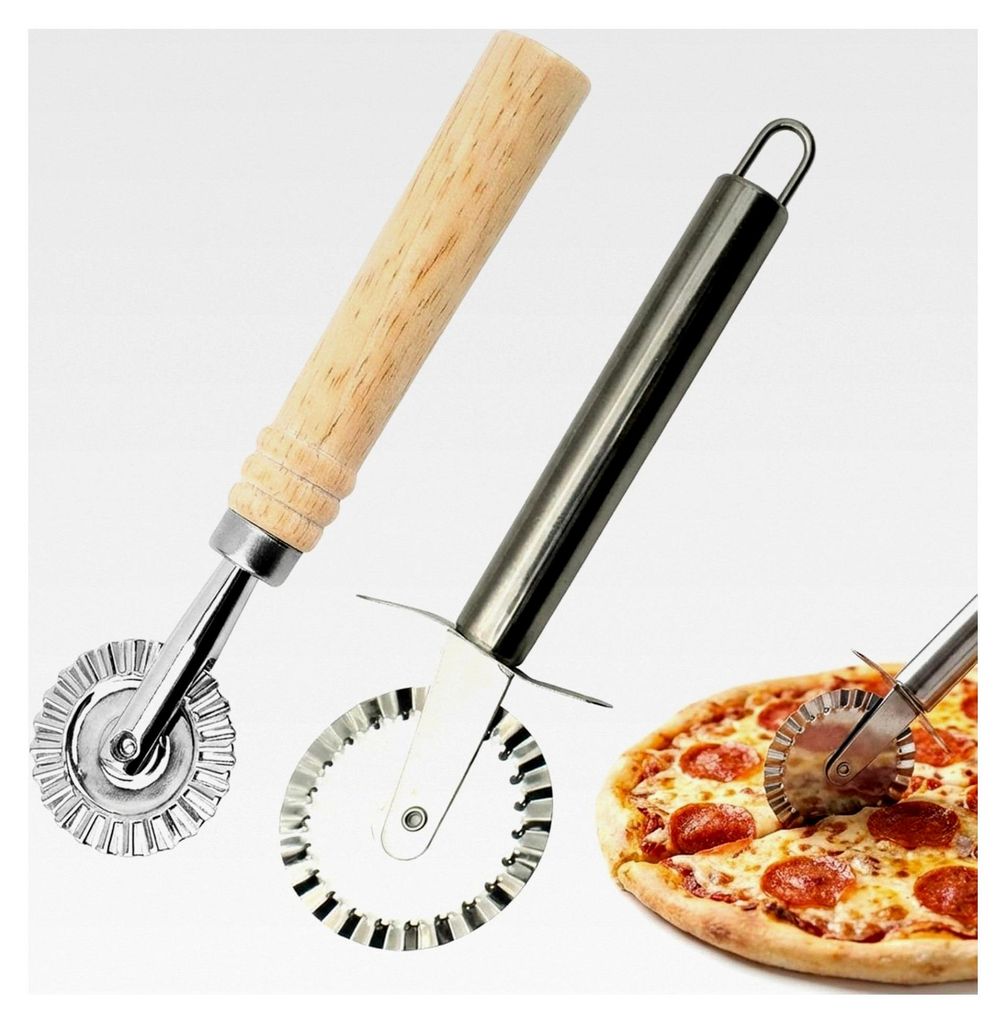 Teigrädchen, 2-teiliges Set mit Holz- und Edelstahlgriff, 16 cm, geeignet für Backen und Teigbearbeitung, praktisches Küchenwerkzeug