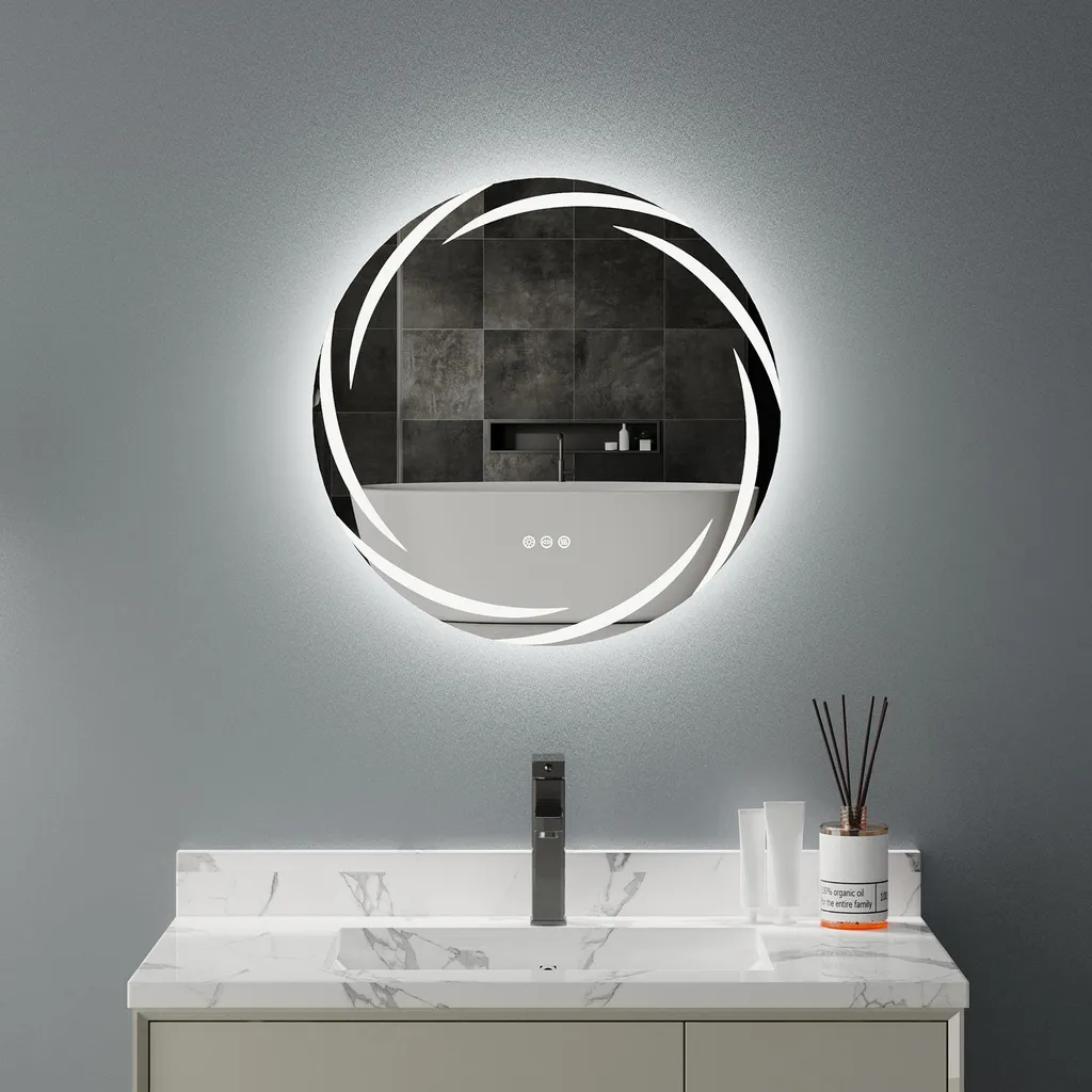 Miroir de salle de bain LED Vrygle rond 60 cm avec rétroéclairage design - 2