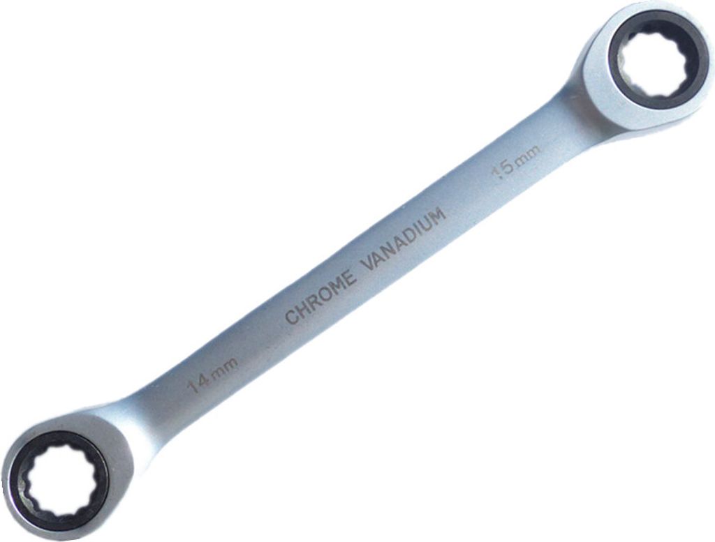 SW 14mm x 15mm Doppel-Ratschenringschlüssel Ratschenschlüssel Ratsche CRV Knarrenschlüssel 72 Zähne BOHRFUX