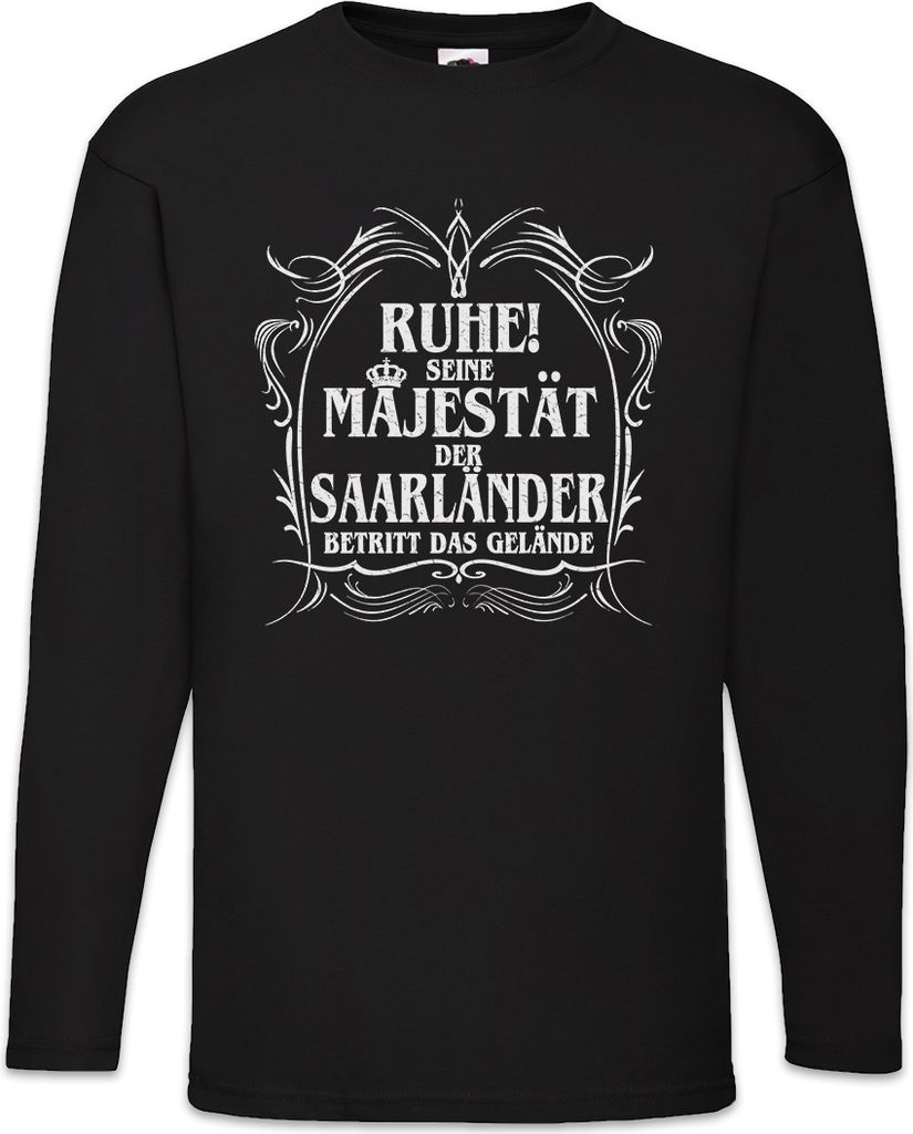 Urban Backwoods Seine Majestät Der Saarländer, Langarm T-Shirt, Farbe: Schwarz, Größe: 3XL