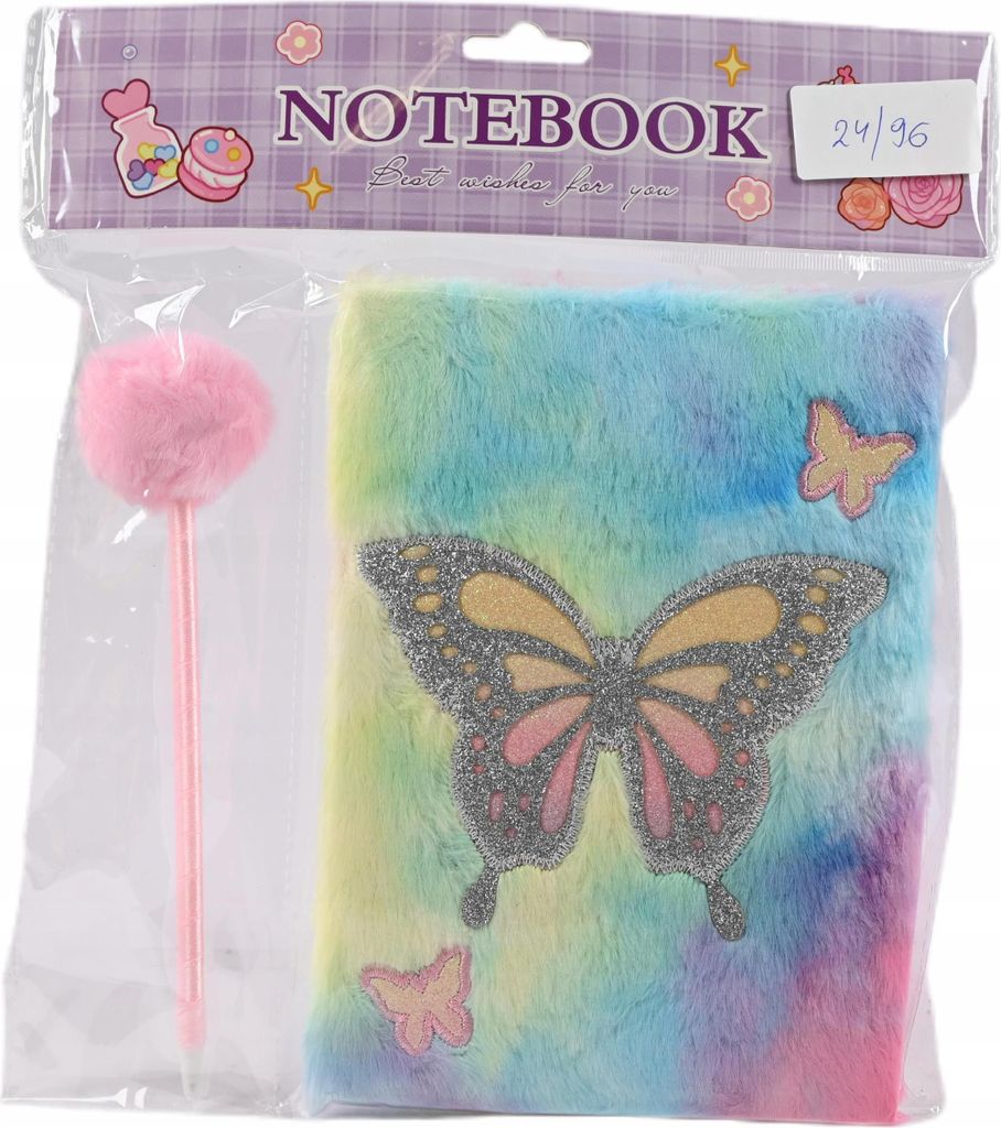Plüsch-Schmetterling Notizbuch + Stift D45023 73371