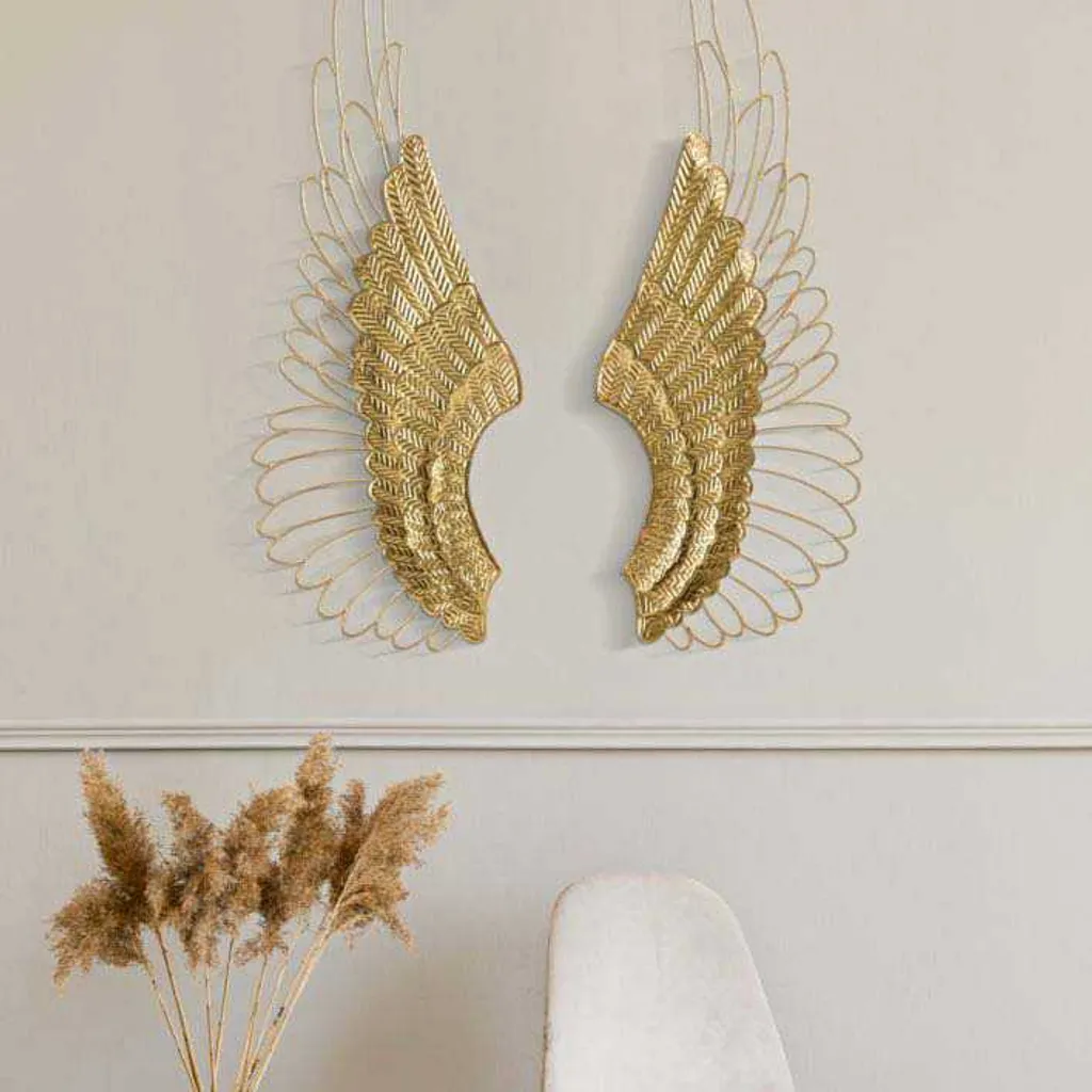 Sublimer un Mur Vide : Art Mural Ali Gold 37cm Lot de 2 en Métal Doré