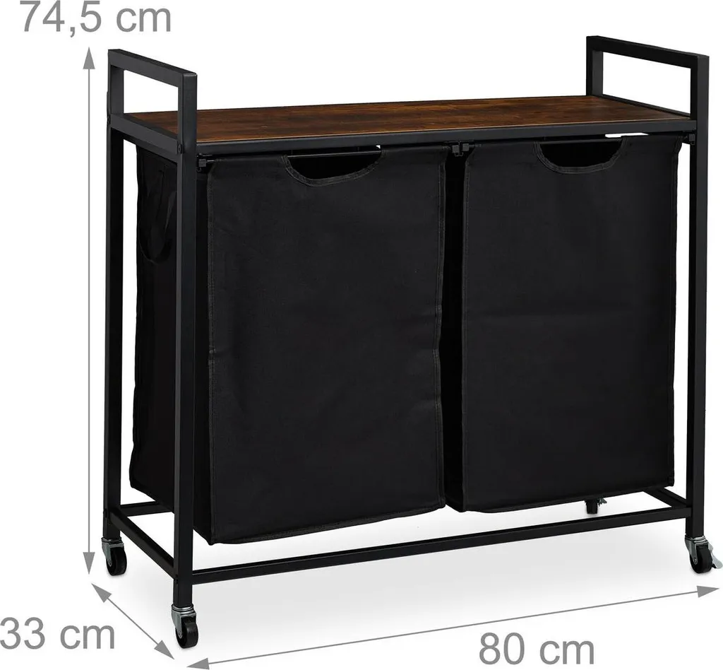 Meuble de buanderie avec panier à linge extractible et plan de travail