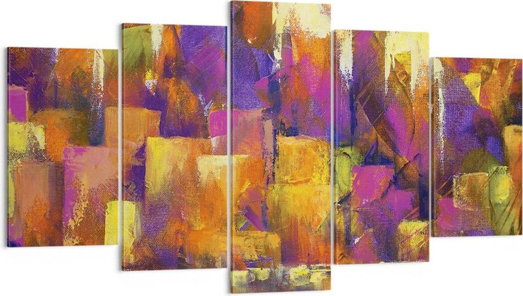 Bild auf Leinwand - Leinwandbild - 5 Teile - Abstraktion Stadt Wolkenkratzer - 160x85cm - Wand Bild - Wanddeko - Wandbilder - Leinwanddruck - Bilde...