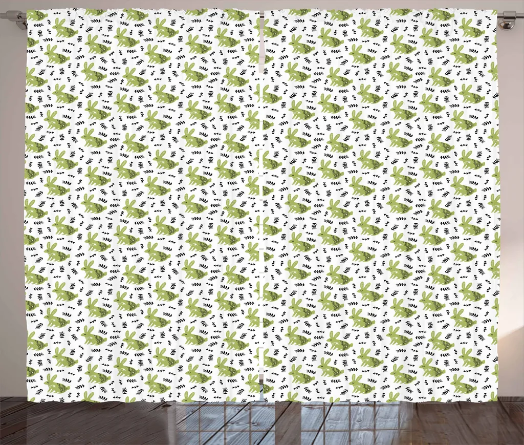 Tenda Soggiorno ABAKUHAUS 280x175 cm Verde e Nero con Ganci Inclusi