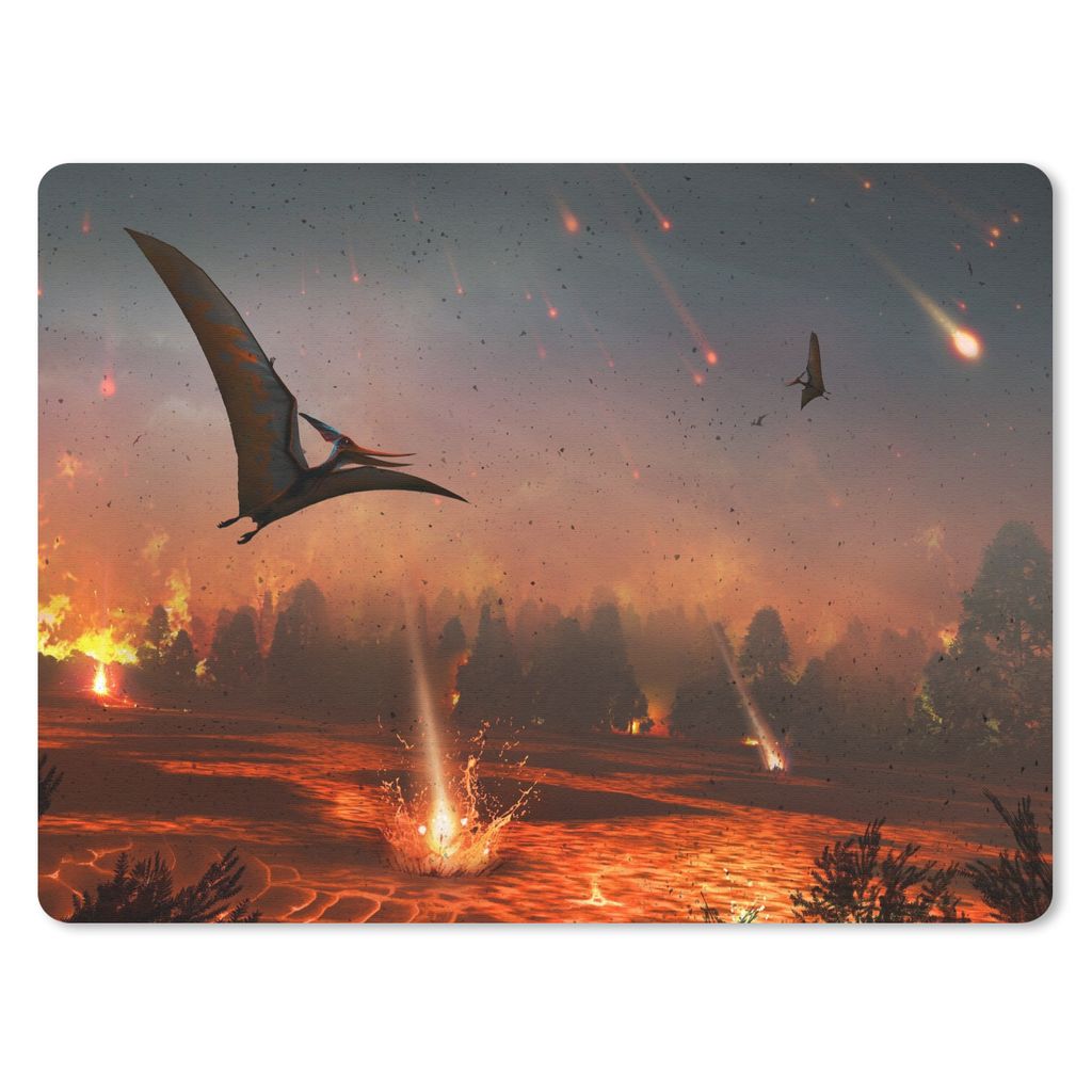 MuchoWow Mauspad Mousepad Dinosaurier - Steine - Lava - Illustration - Jungen - Kind 40x30 cm - Mousepads - Maus Mat - Pad - Mausunterlage - Anti...