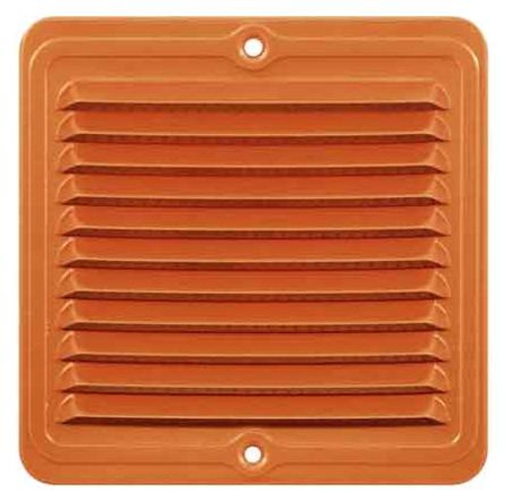 Koperen ventilatie rooster, vierkant, afmetingen 230x230 mm Productafbeelding 