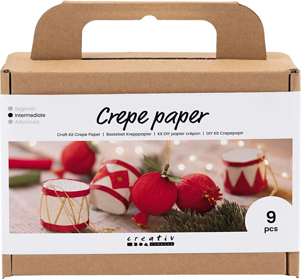 Kit Creativ Company Ornamenti Natalizi Carta Crespa Glitterata Fai-da-Te