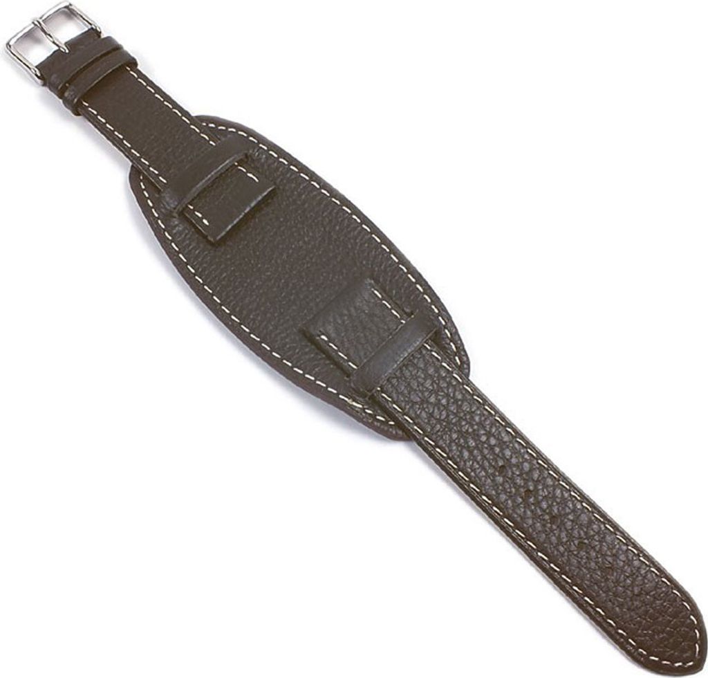 Minott Uhrenarmband Leder dunkelbraun mit Unterlage sehr weich 21489S, Stegbreite:22mm