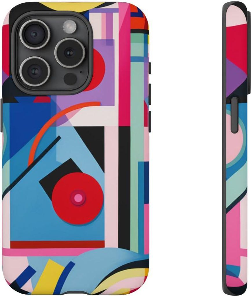 Abstrakte geometrische Formen in leuchtenden Farben – Hülle Kompatibel mit iPhone 15 Pro