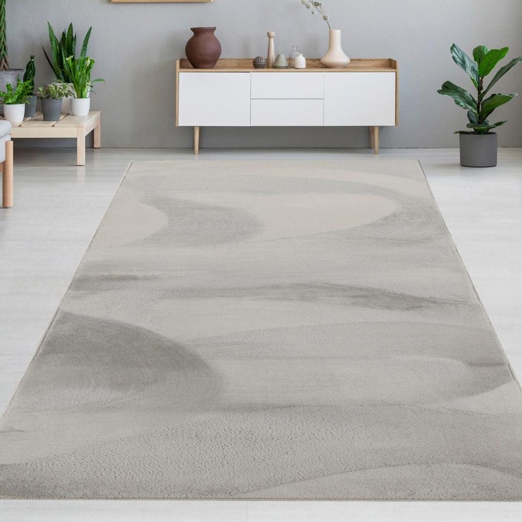 Teppich grau Hasenfell-Optik elegant weich mit feinem Schimmer modern Größe - 140 x 200 cm