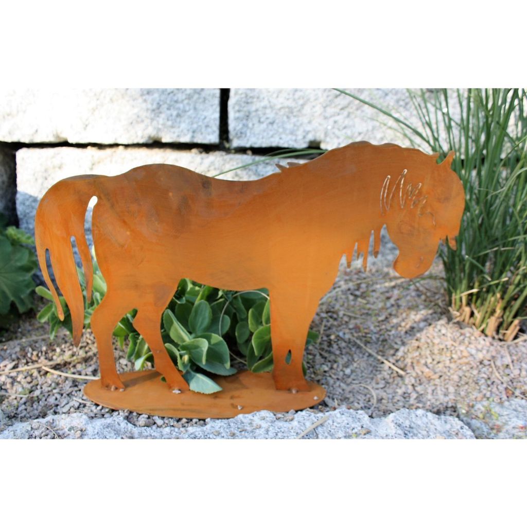 Metall Dekofigur Pferd | Edelrost Gartendeko Vintage Pony Produktbild 