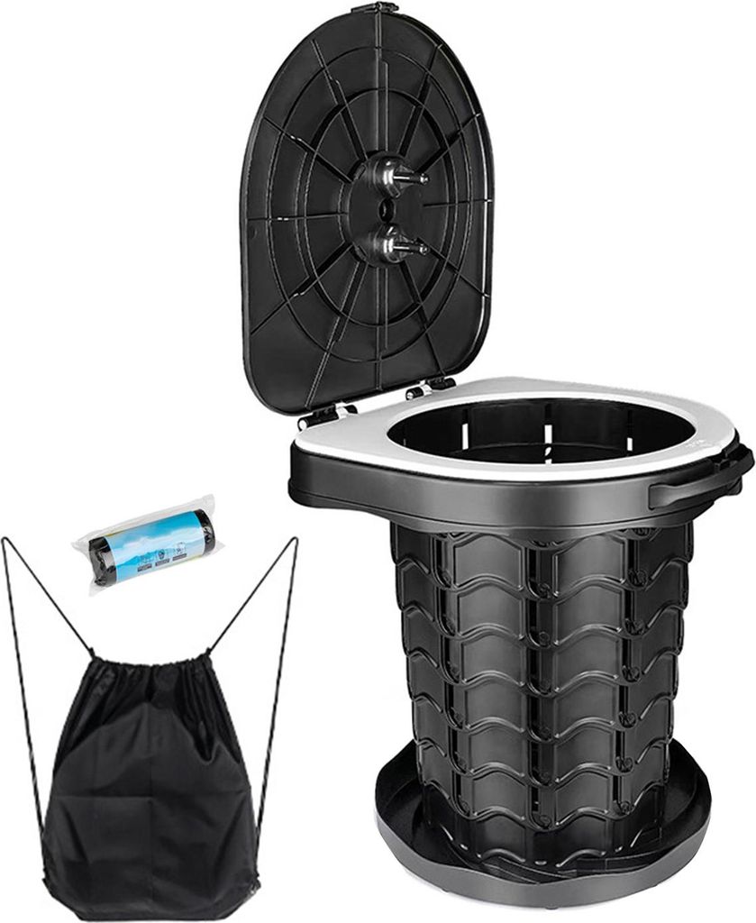 Tragbare, einziehbare Toilette mit hoher Tragkraft und verstellbarer Höhe – ideal für Camping und Notfälle.