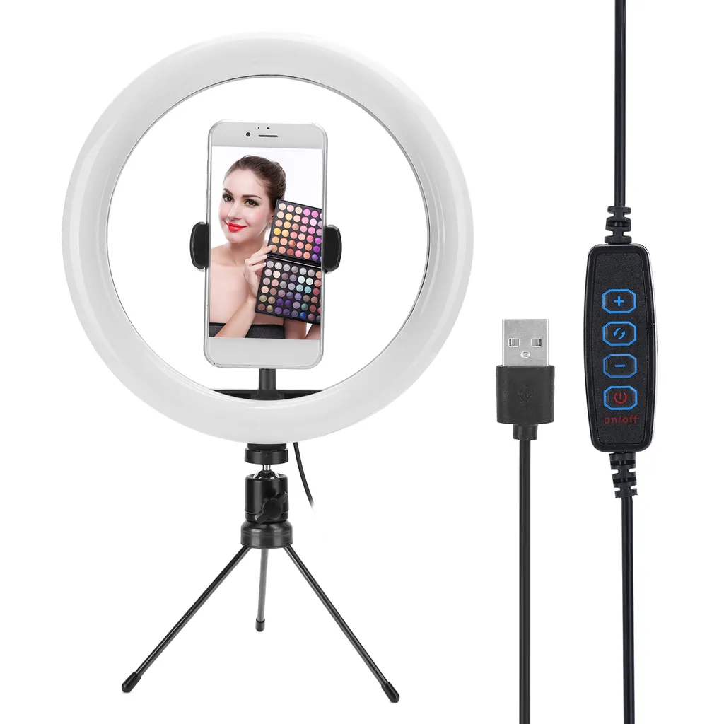 Kit Luce ad Anello LED USB per Videoconferenze - 10" con Stand - 6