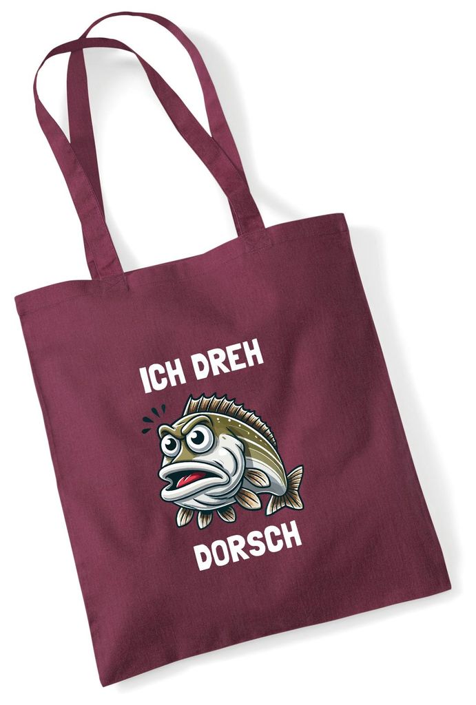 Huuraa Jutebeutel Ich dreh Dorsch Comic Meme 10 Liter Burgundy Baumwolle Tasche Geschenkidee