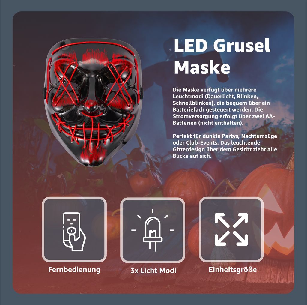 Maschera Di Halloween Ispirata A "The Purge" Con LED