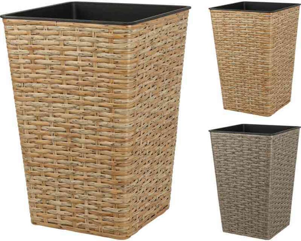 Vaso da fiori quadrato 24 x 35 cm in polyrattan Immagine del prodotto 