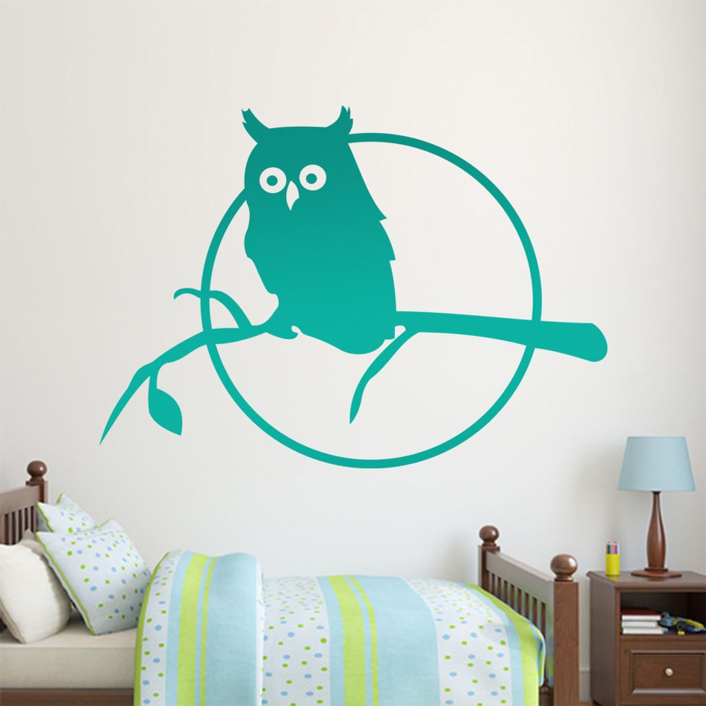 KIWISTAR Eule auf Ast - Wald Mond Vogel Wächter Wandtattoo in 6 Größen - Wandaufkleber Wall Sticker - Dekoration, Küche, Wohnzimmer, Schlafzimm...