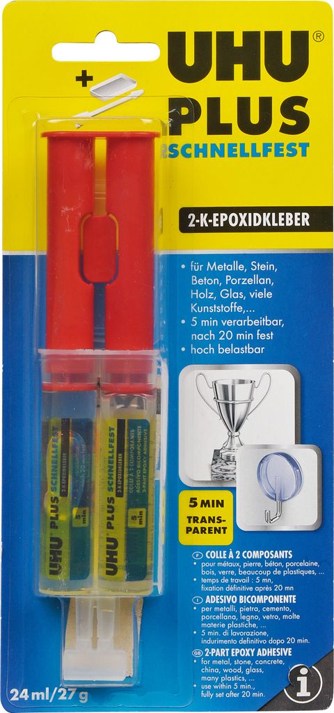 UHU PLUS 2-K-Epoxidkleber schnellfest 27 g Spritze