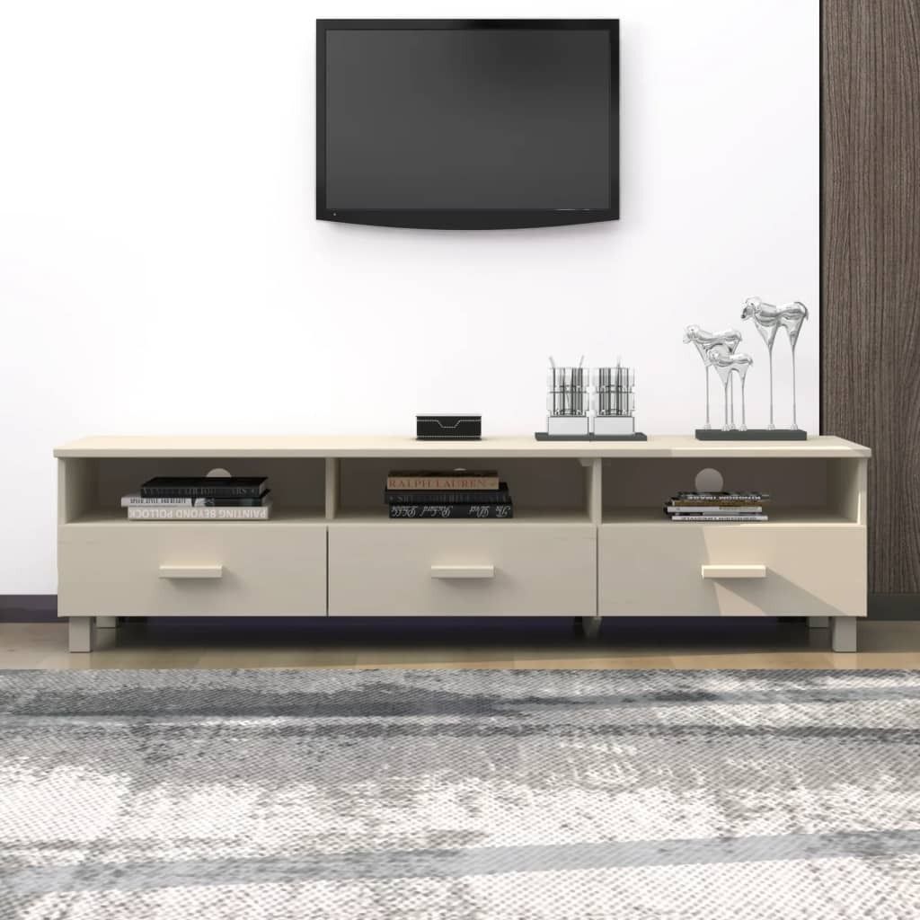 The Living Store TV-Schrank HAMAR Honigbraun 158x40x40 cm Massivholz Kiefer