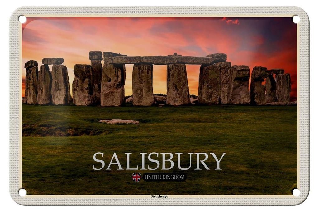 Blechschild Städte Salisbury Stonchenge England UK 18x12cm Produktbild 