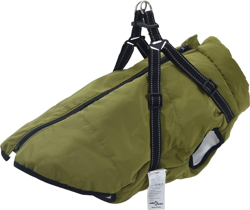 Cappotto per cani, colore verde oliva, taglia L, realizzato Immagine del prodotto 