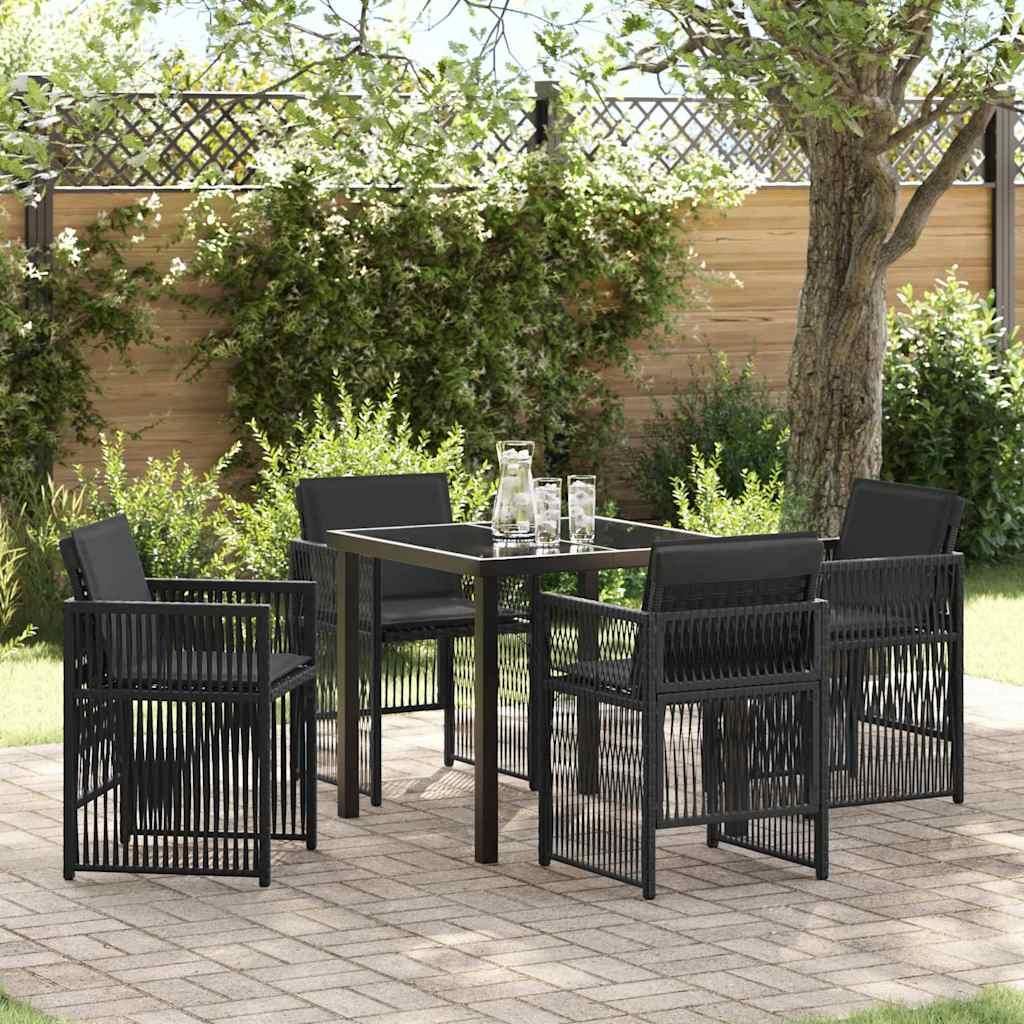 Maison Exclusive - Garten Essgruppe 5 pcs Schwarz Pulverbeschichteter Stahl