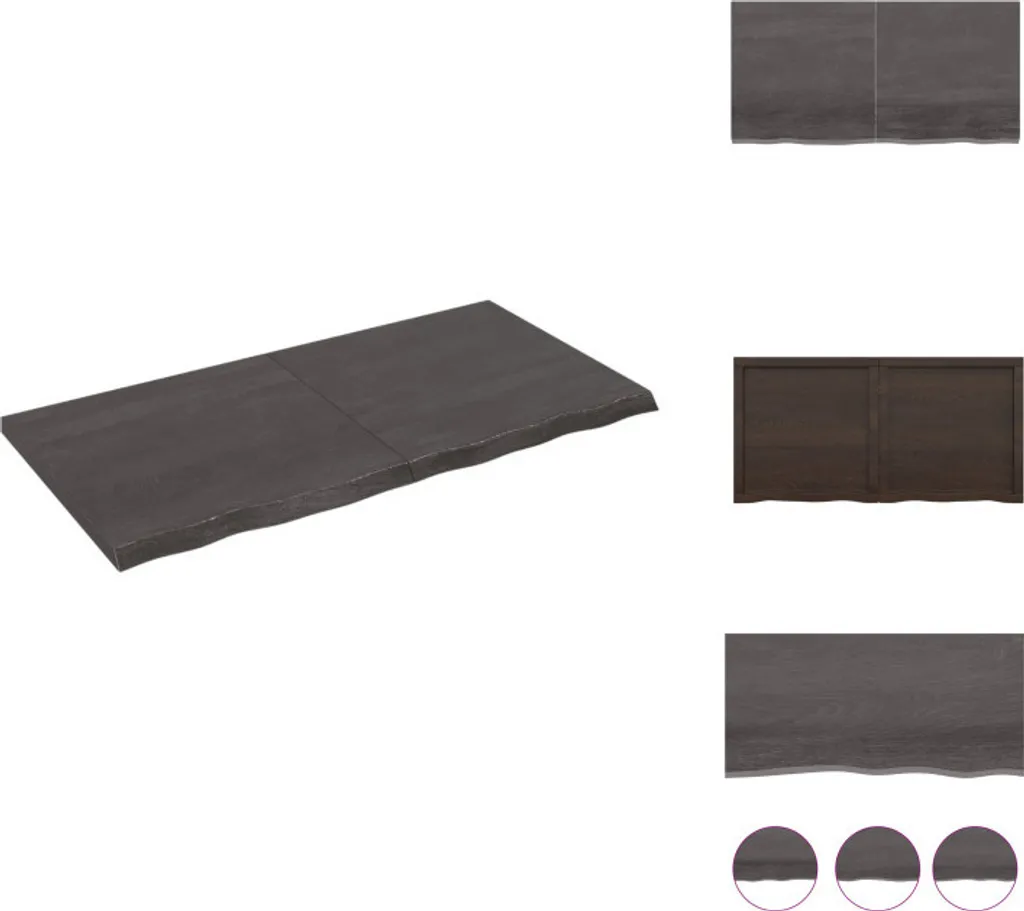 vidaXL Mensola a muro grigio scuro 120x60x(2-4) cm in legno massiccio trattato con rovere - Mensole a muro