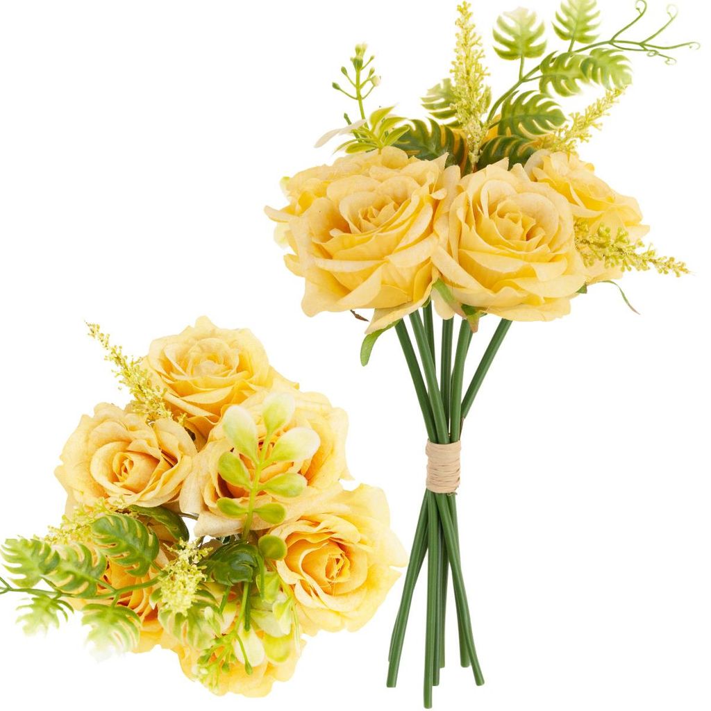 Bouquet de Roses Fleurs Artificielles 6Pcs Belle Densité de Image du produit 