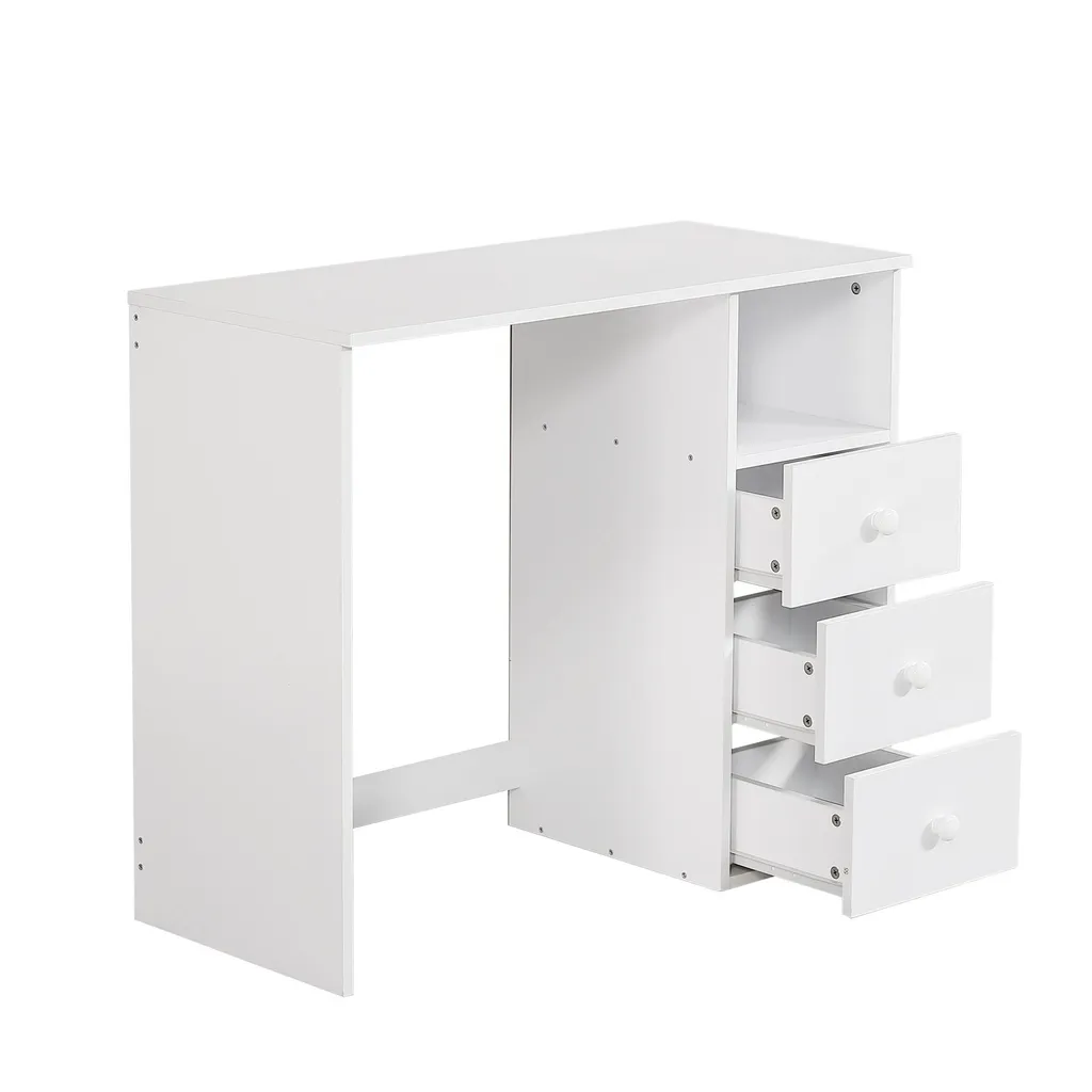 Meuble combiné lit surélevé avec bureau et bibliothèque en bois blanc - 2