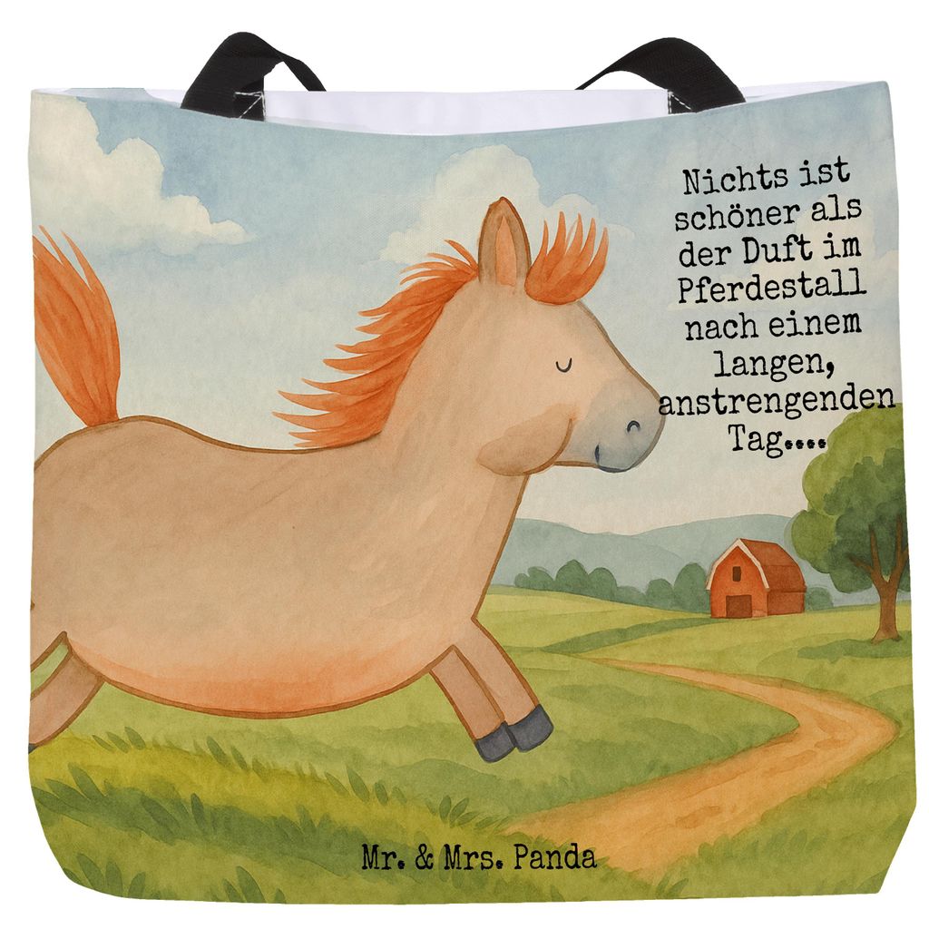 Mr. & Mrs. Panda Strandtasche Pferd Springen Design - Weiß - Geschenk, Beutel, Bauernhof, Laptoptasche, Einkaufstasche, Stall, Schultasche, Pferde...