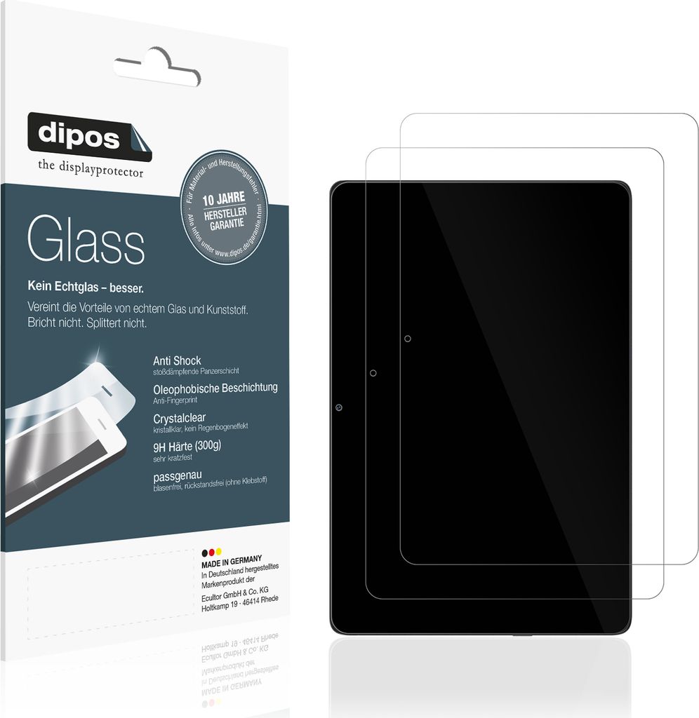 2x Schutzfolie für BESTTAB A20 - Anti-Shock 9H Folie dipos Glass Kunststoffglas
