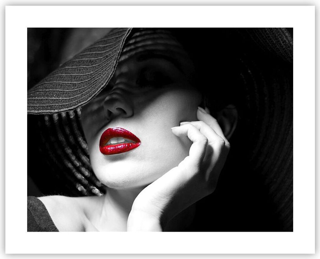 Poster - Poster ohne Rahmen - Frau Gesicht Lippen - 50x40 cm - Wand Bild - Wanddeko - Wandbilder - Kunstposter - Wandposter - Bilder - Kunstdruck -...