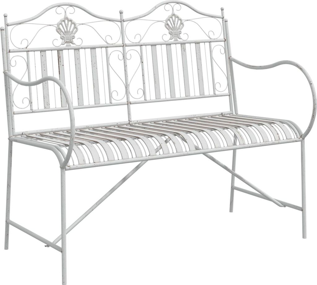 Möbel Bank Weiß Metall 103,5 x 59 x 89 cm Langlebig Gartenbank - Gartenbänke 42008118