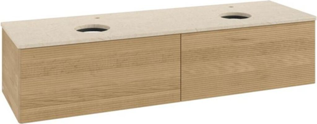 V&B Waschtischunterschrank mit Frontstruktur, mit Beleuchtung Antao 160x50cm, HL, WBP-farbe botti., hon. Oa