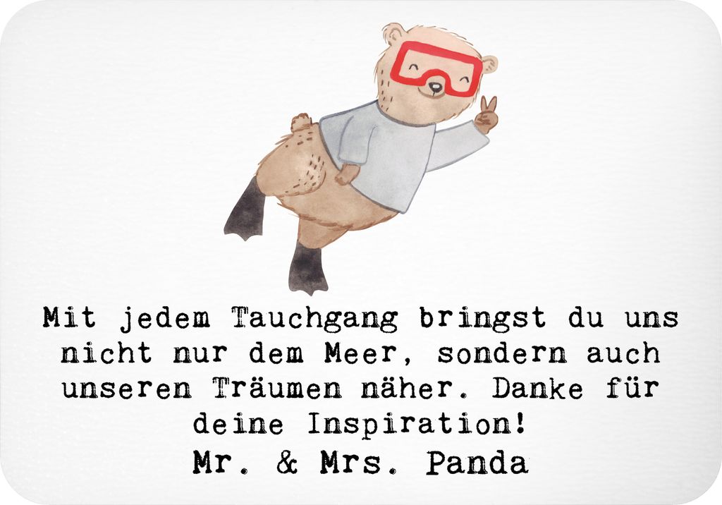 Mr. & Mrs. Panda magnet Tauch Trainerin - Weiß - Geschenk, Kühlschrankmagnet, Danksagung, Sportart, Notizhalter, whiteboardmagnet, Tauchabenteuer...
