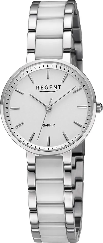 Montre Regent femme élégante pour le bureau en céramique argentée quartz