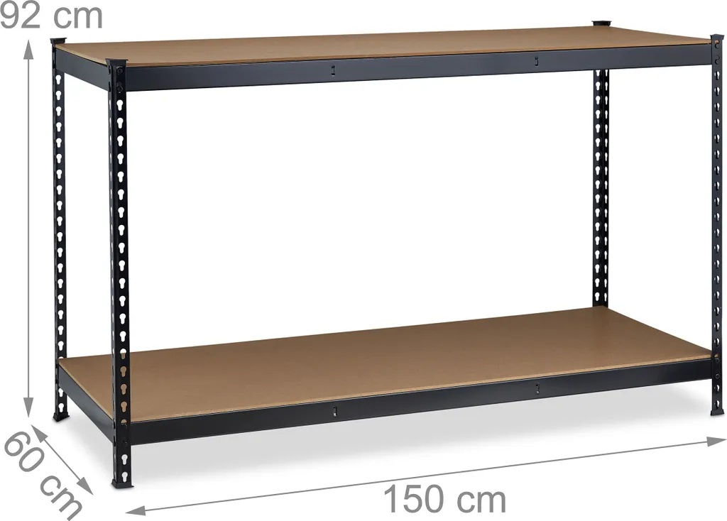 Table de Travail Atelier Relaxdays Noir avec Plan de Travail Largeur 120cm - 4