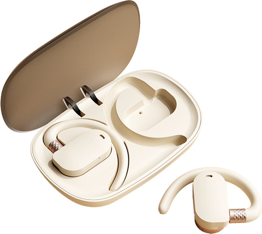 BS08 Kabellose BT 5.3 Ohrhoerer Luftleitung Nicht-In-Ear-Design Ladeetui inklusive IPX7 wasserdicht Touch-Steuerung Ideal fuer Sport und den taegli...