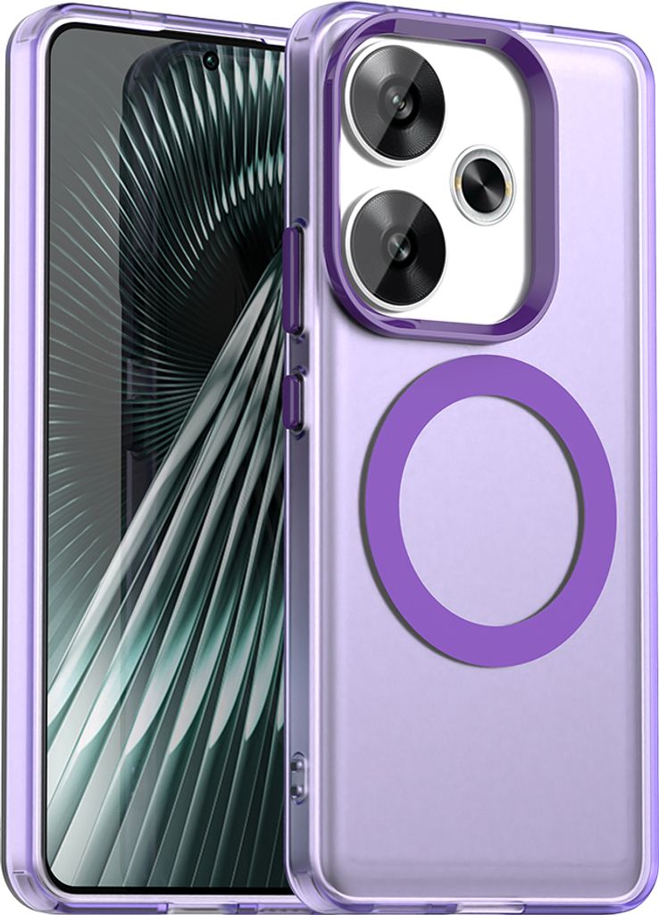 Magnetisch Hülle für Xiaomi Poco F6 5G, Schlank Durchscheinend Matt Stoßfest Handyhülle Lila