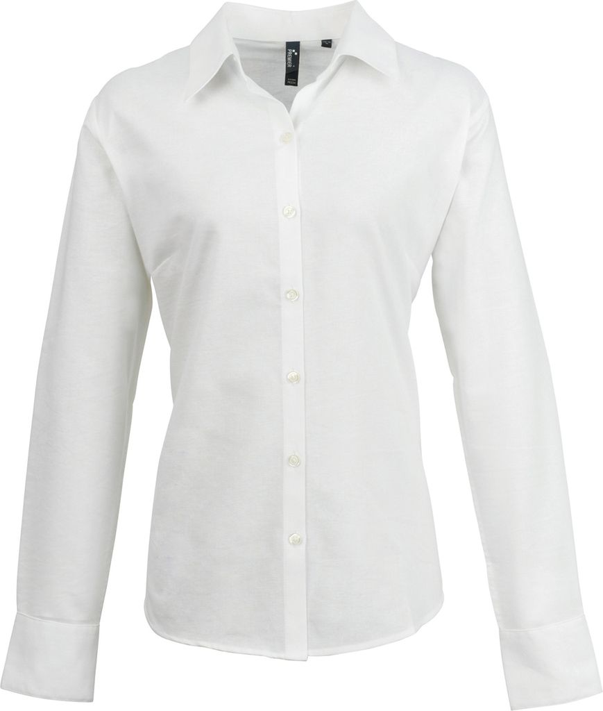 Premier Damen Oxford-Bluse / Bluse / Arbeitshemd, langärmlig RW2820 (46) (Weiß)