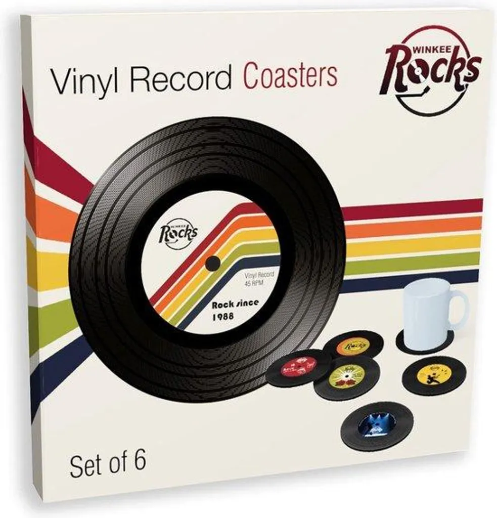 Supports pour disques vinyles rétro - Dessous de verre silicone (6 pcs)